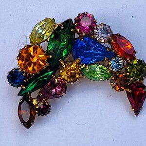 Vintage stunning Multicolor pin Fruit Salad cluster Goldstone